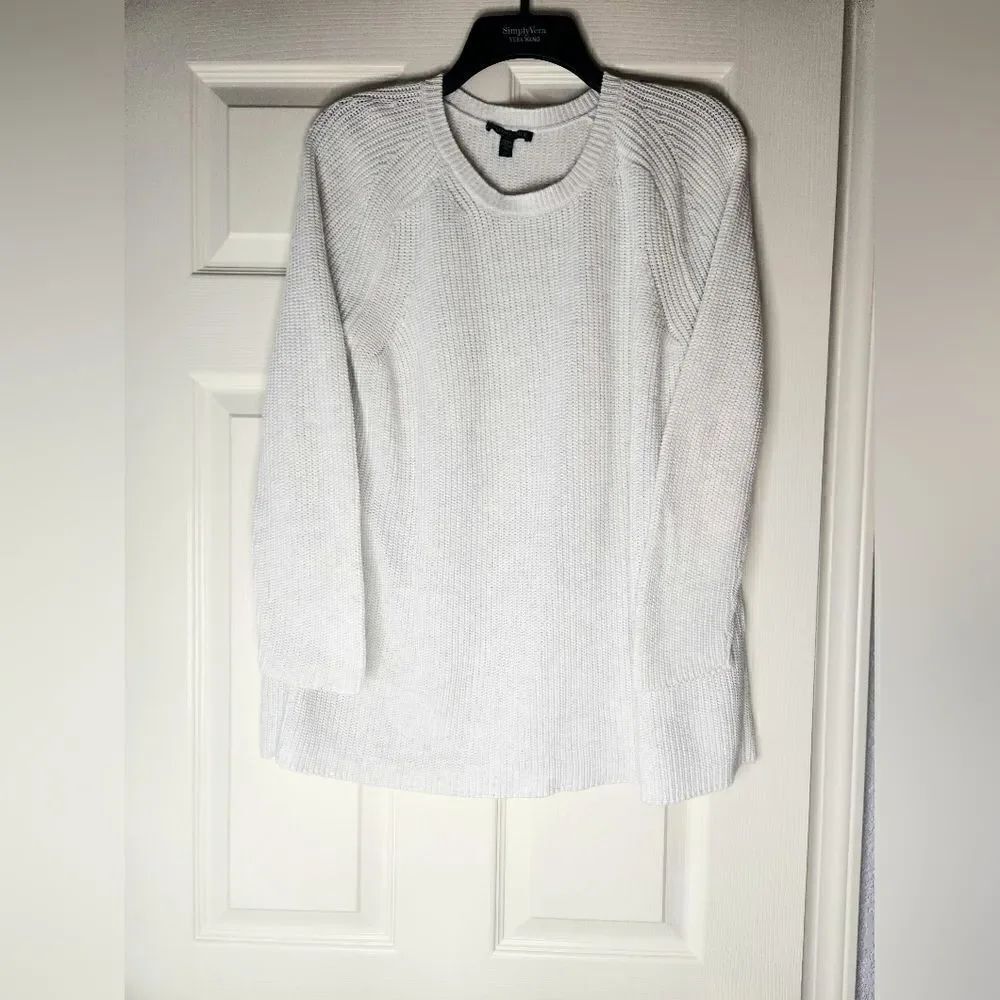 Eileen Fisher Womens  S/P White LngSlv OrganicCottonTencel Knit Women’s Sweater